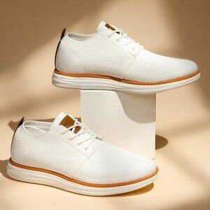 ⚡Bruno Marc Men White Knit Flex Mesh Oxfords Lace-Up Lightweight Casual Sneakers
